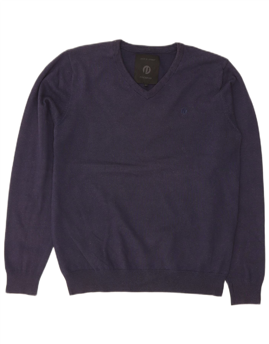 Suéter masculino JACK & JONES com decote em V grande acrílico azul marinho