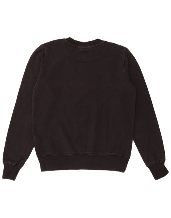 Champion feminino gráfico moletom jumper UK 10 pequeno algodão preto