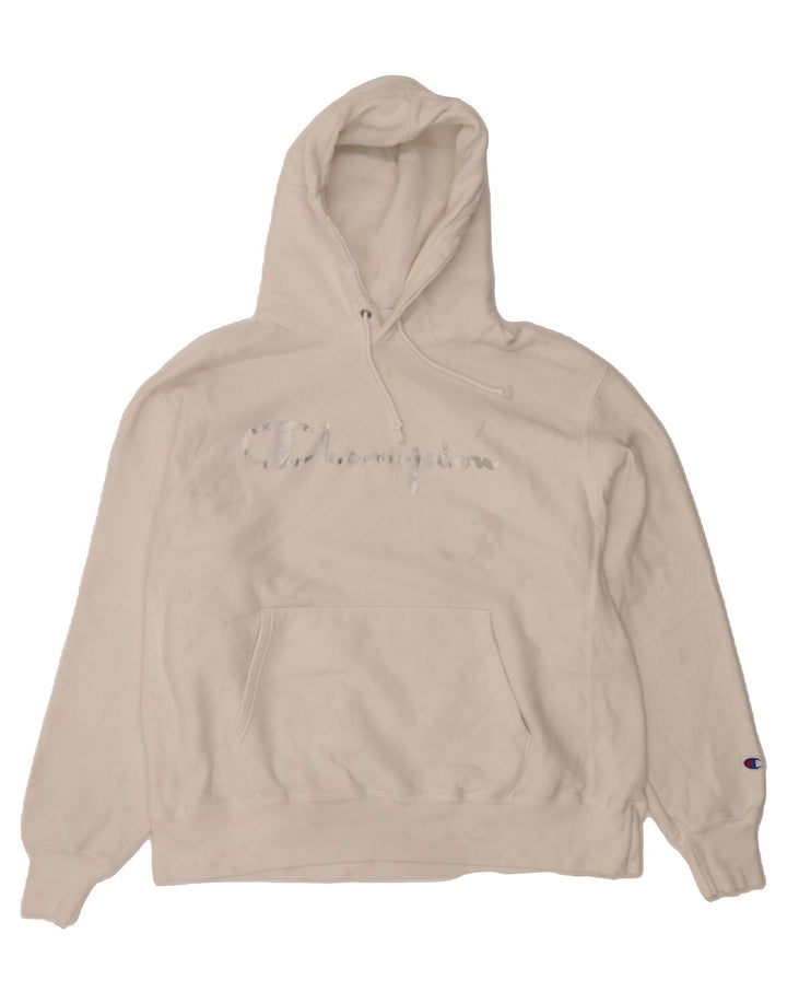 CHAMPION Mens Graphic Hoodie Jumper XL White Cotton Vintage Champion and Second-Hand Champion from Messina Hembry 