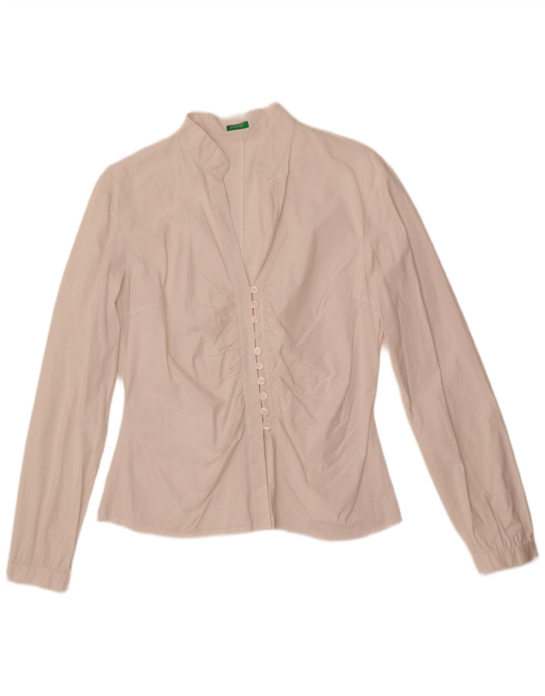 Blusa Camisa Feminina Benetton UK 16 Grande Branca
