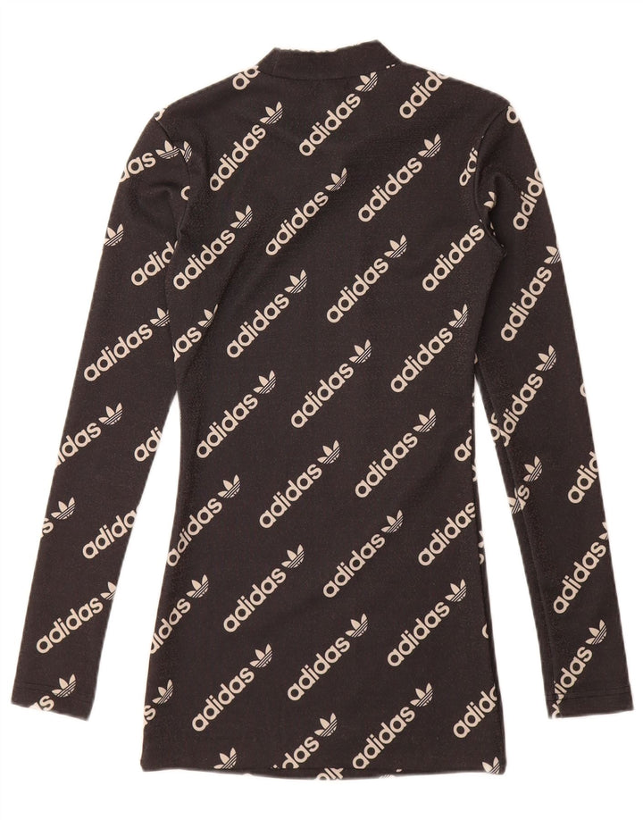 ADIDAS Vestido feminino de manga comprida com estampa gráfica UK 4 XS Preto