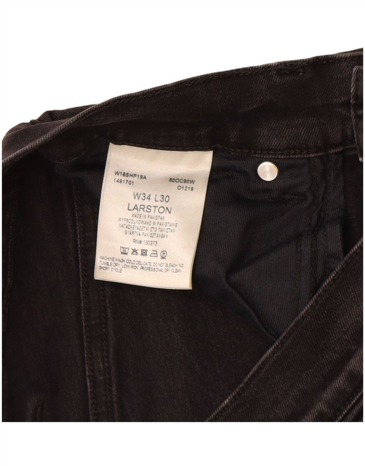 WRANGLER Masculino Larston Slim Jeans W34 L28 Algodão Preto