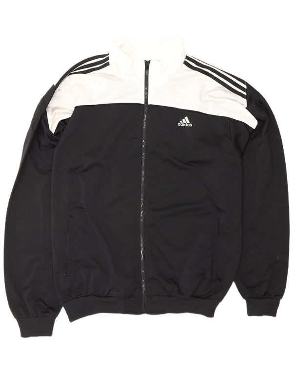 ADIDAS Mens Tracksuit Top Jacket UK 52/54 2XL Preto Colourblock Poliéster