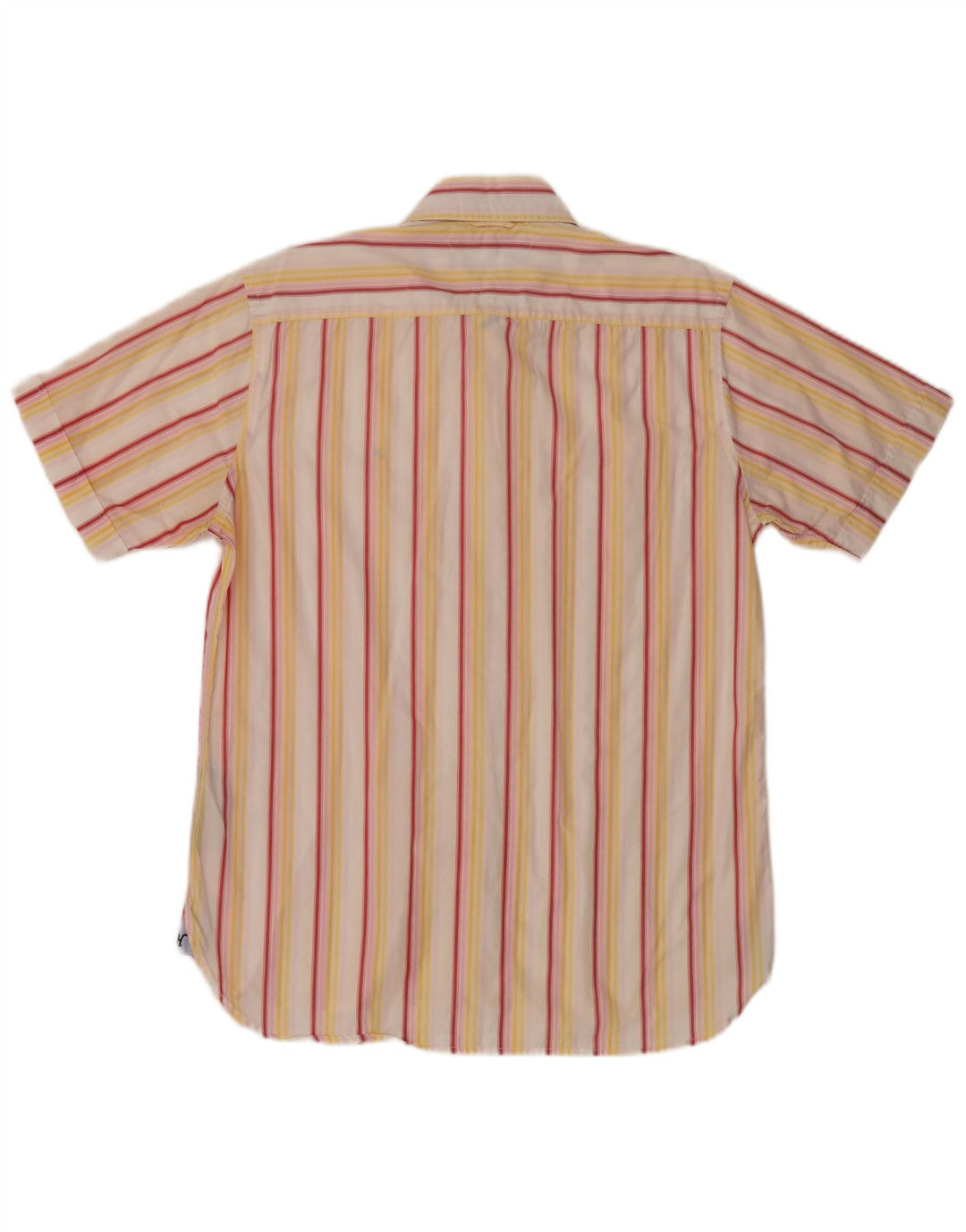 Camisa masculina de manga curta Tommy Hilfiger algodão listrado amarelo médio