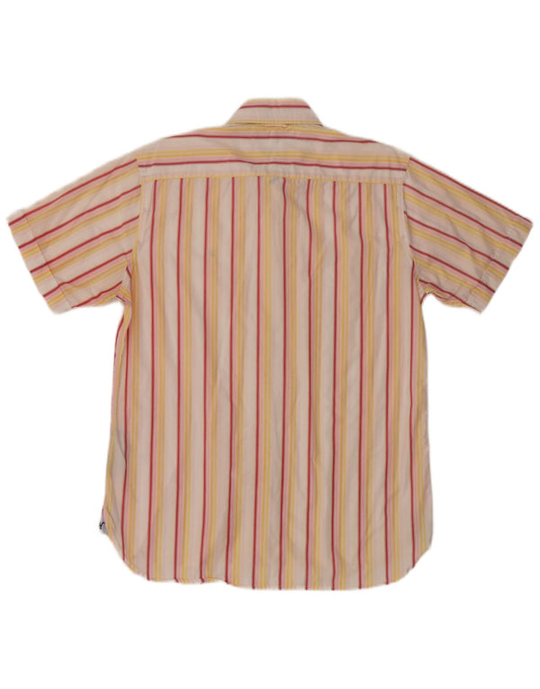 Camisa masculina de manga curta Tommy Hilfiger algodão listrado amarelo médio