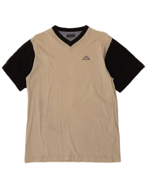 Camiseta masculina Kappa Top pequeno algodão colorblock bege
