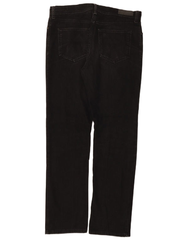 Calça jeans reta regular masculina Marks & Spencer W34 L33 algodão preto