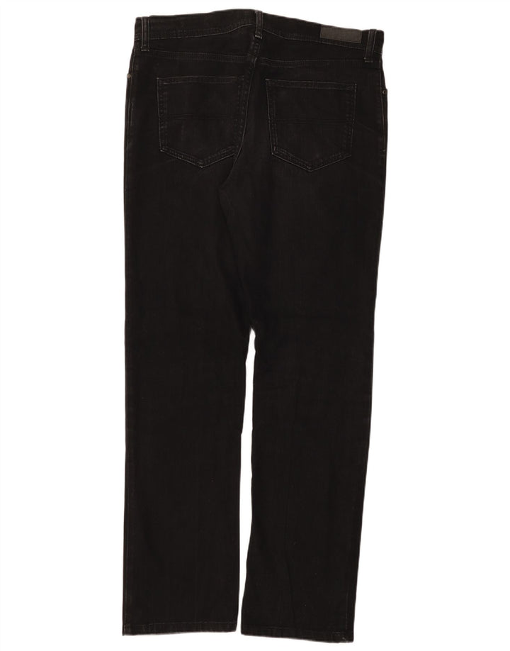 Calça jeans reta regular masculina Marks & Spencer W34 L33 algodão preto