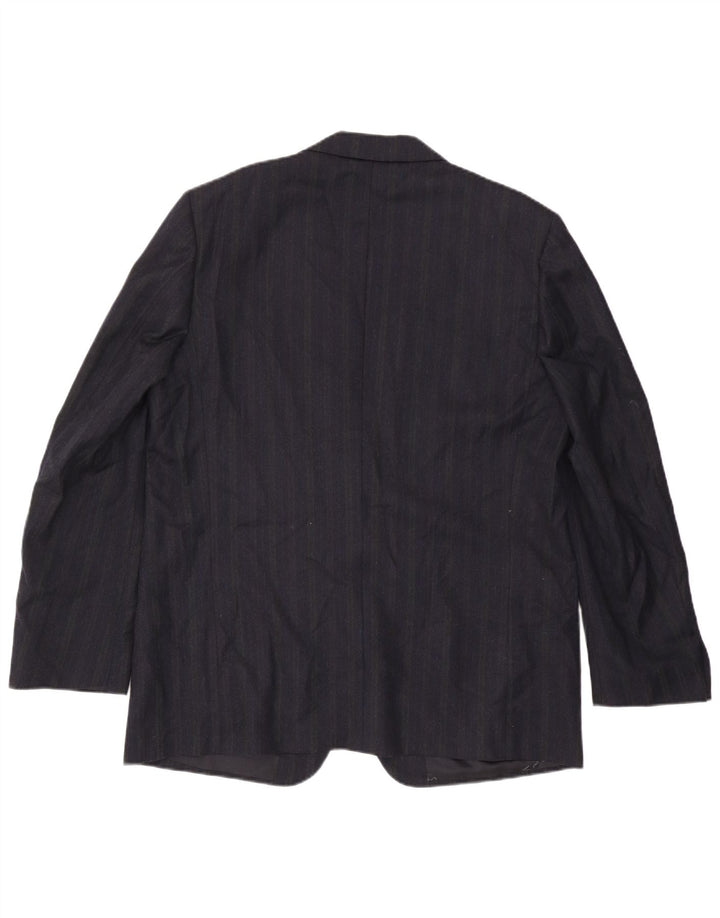 Jaqueta blazer masculina Pierre Cardin com 2 botões IT 58 4XL risca de giz azul marinho
