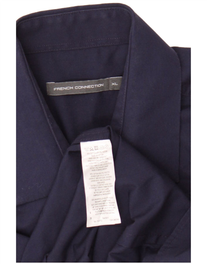 Camisa masculina French Connection XL azul marinho algodão