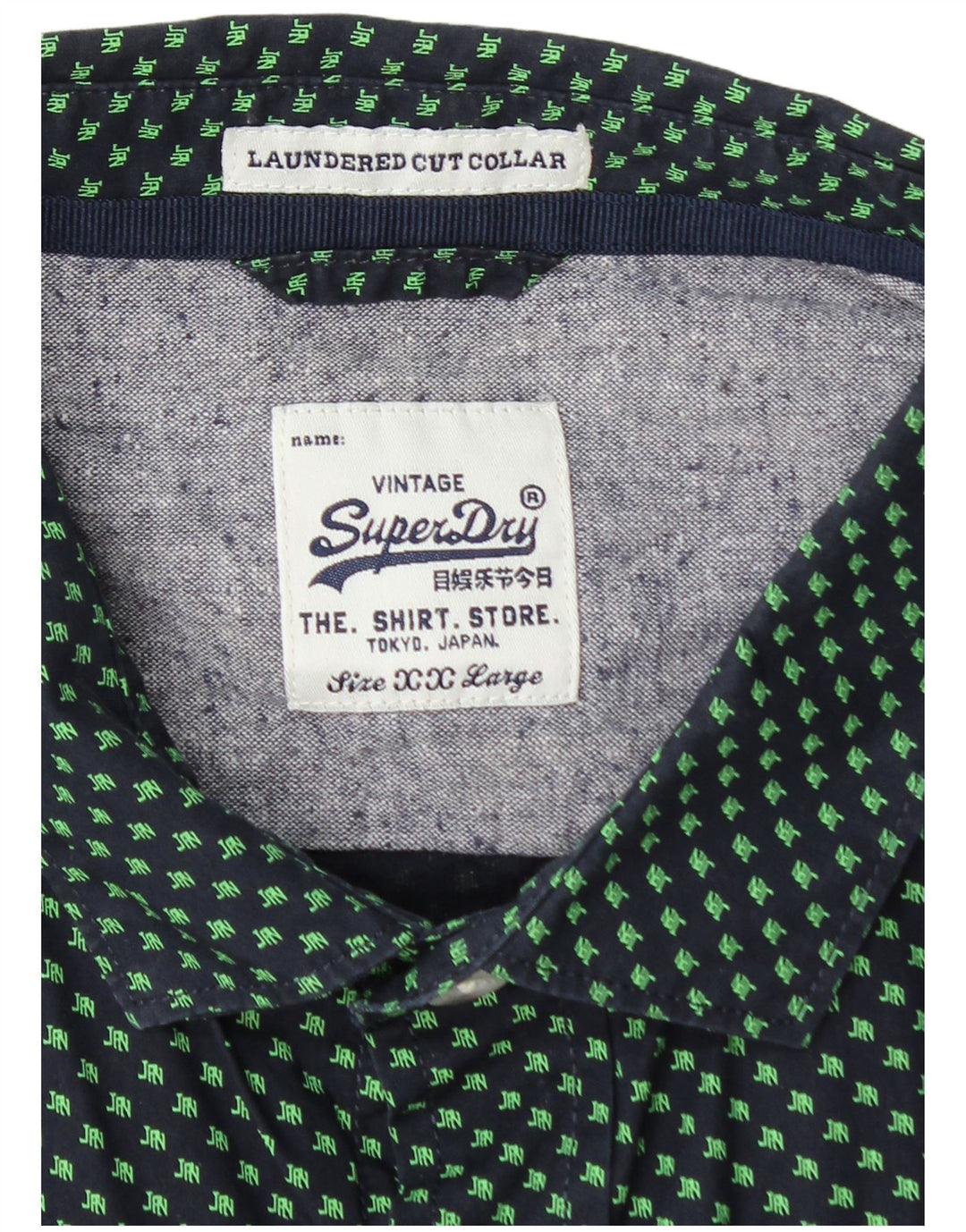 Camisa gráfica masculina SUPERDRY 2XL azul marinho manchado