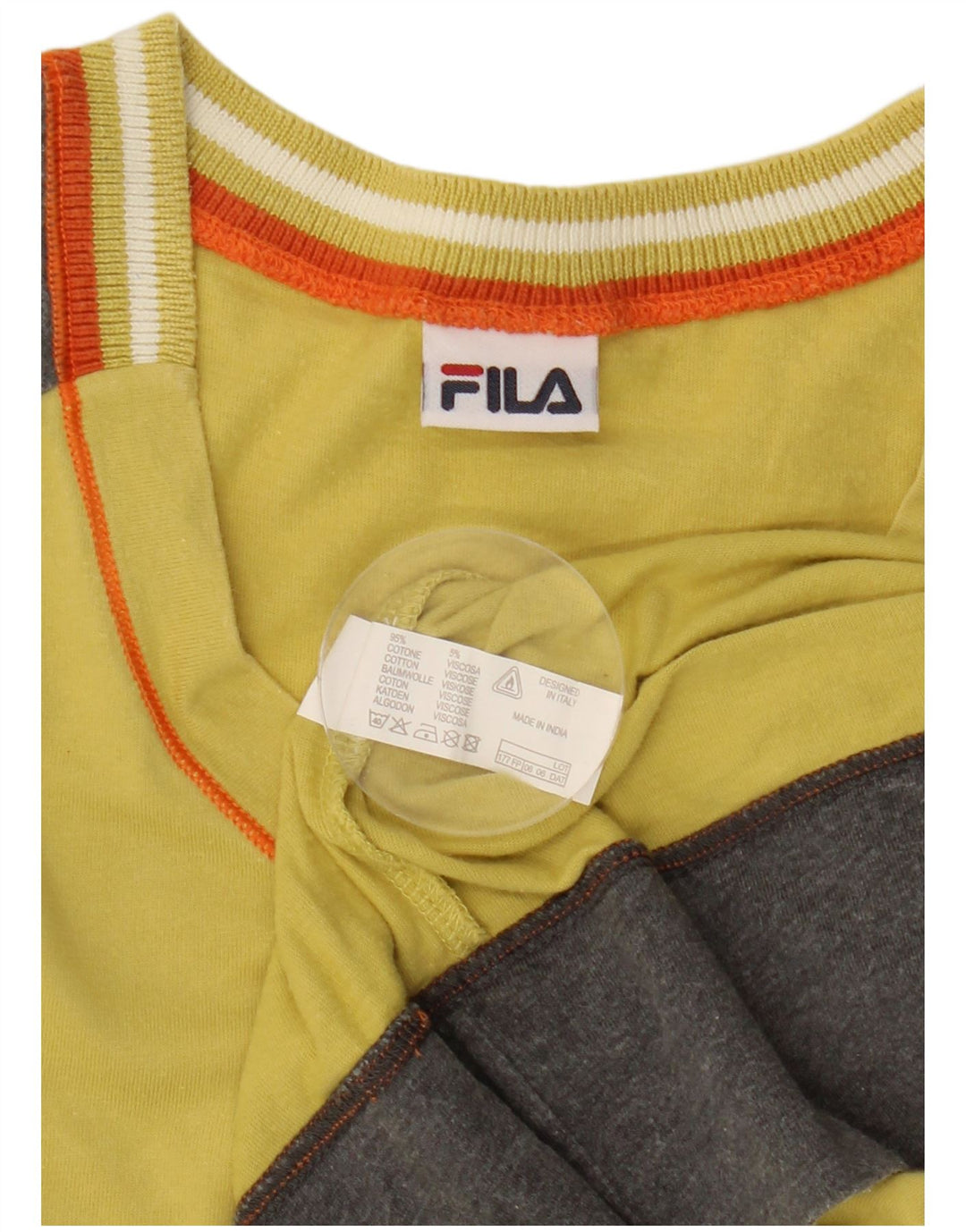 Camiseta masculina Fila Graphic Top médio amarelo colorblock algodão