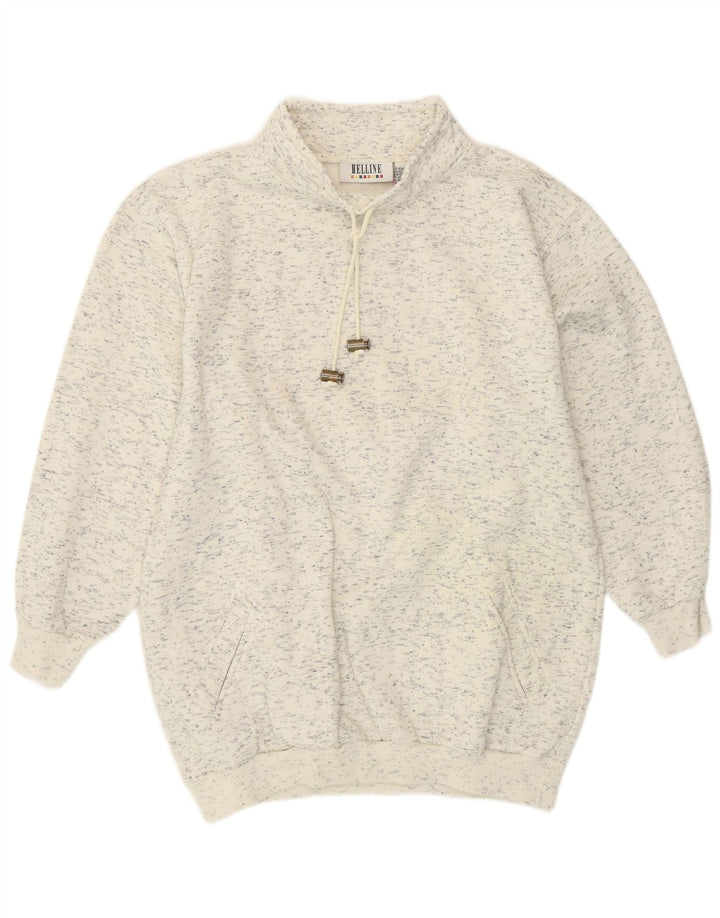 Suéter feminino HELLINE UK 16/18 XL algodão manchado branco