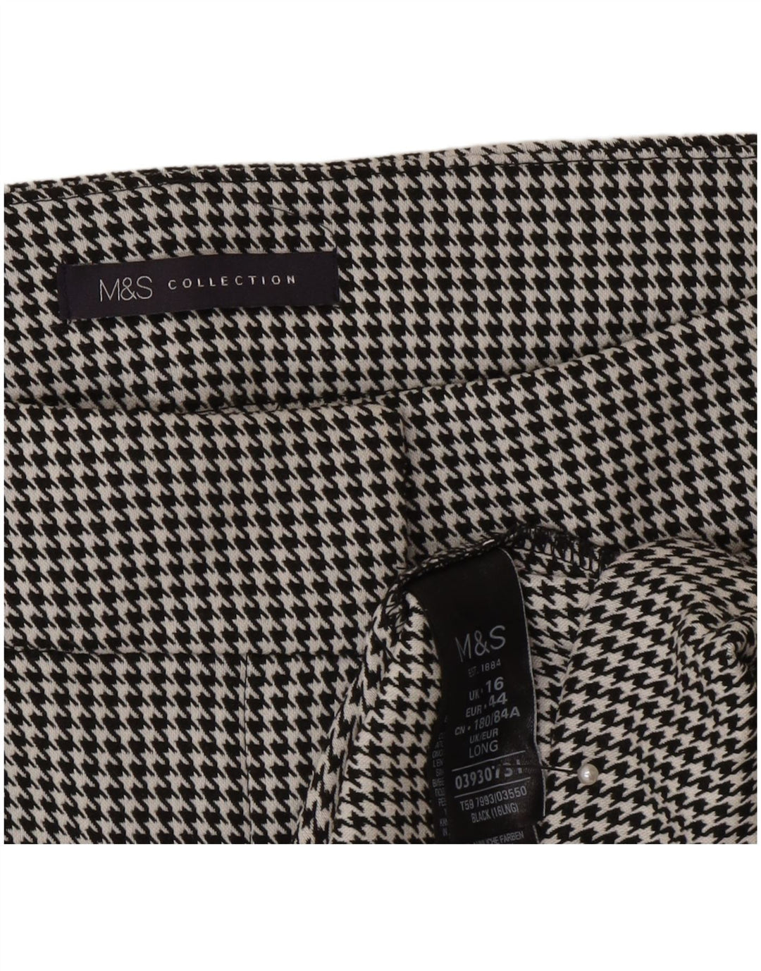 Saia lápis feminina Marks & Spencer UK 16 grande W32 cinza houndstooth