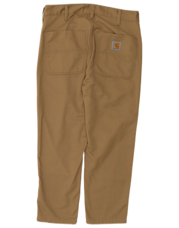 Carhartt Mens Wip Pegged Calças Cropped W29 L24 Poliéster Bege