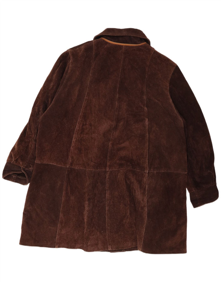 Sobretudo feminino vintage de camurça grande UK 20 2XL marrom