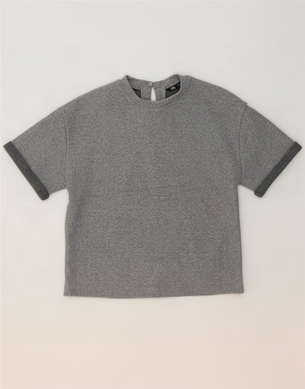Blusa feminina Zara Top UK 10 pequeno poliéster cinza