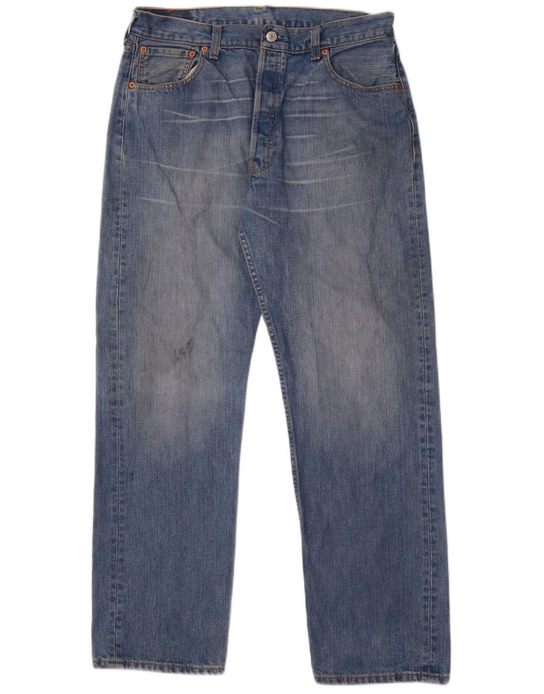 LEVI'S Masculino 501 Straight Jeans W36 L32 Azul Algodão