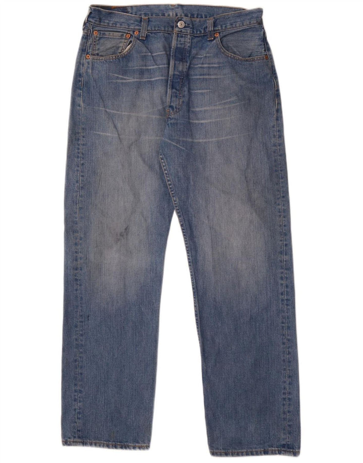 LEVI'S Masculino 501 Straight Jeans W36 L32 Azul Algodão