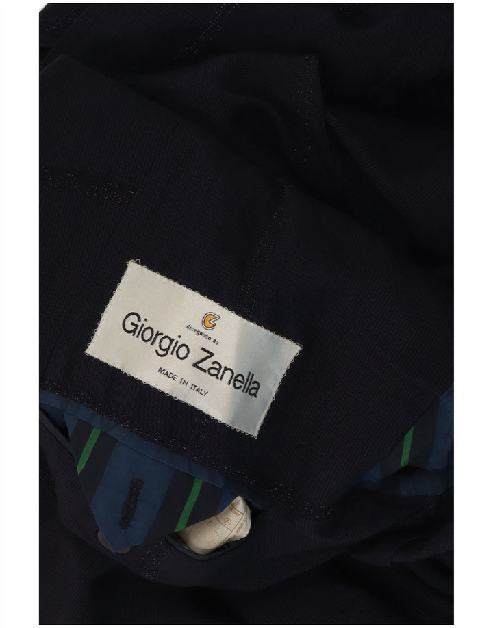 Jaqueta blazer masculina Giorgio Zanella com 1 botão IT 46 pequena xadrez azul marinho