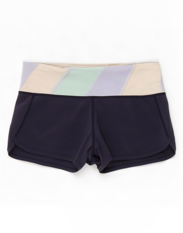 Lululemon Shorts esportivo feminino pequeno bloco colorido azul marinho