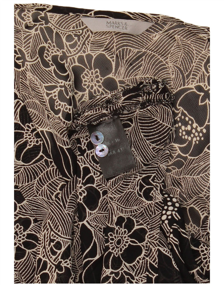 Blusa feminina Marks & Spencer UK 16 grande preta floral