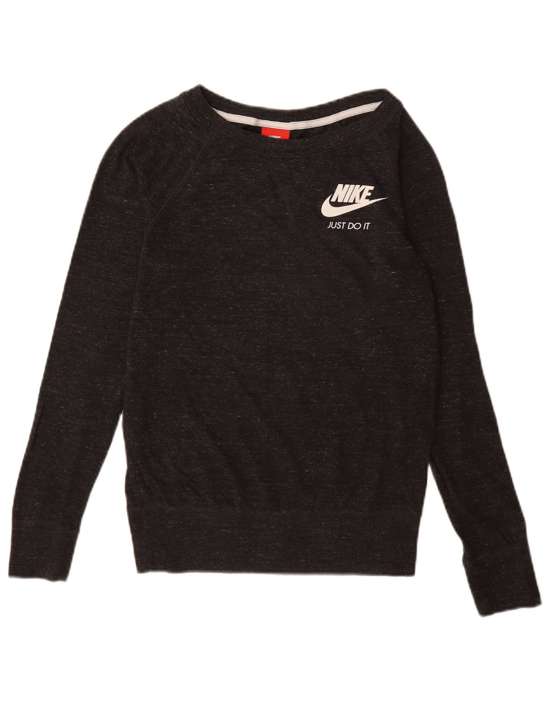Nike feminino gráfico oversized moletom jumper UK 6 XS preto manchado