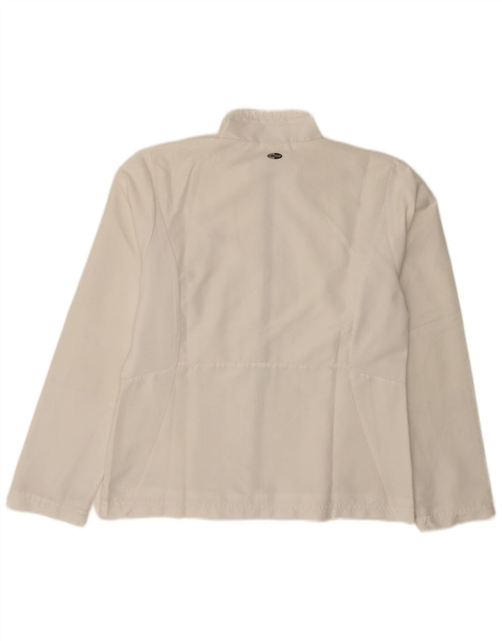 Adidas Womens Tracksuit Top Jacket UK 14 Médio Branco Poliéster
