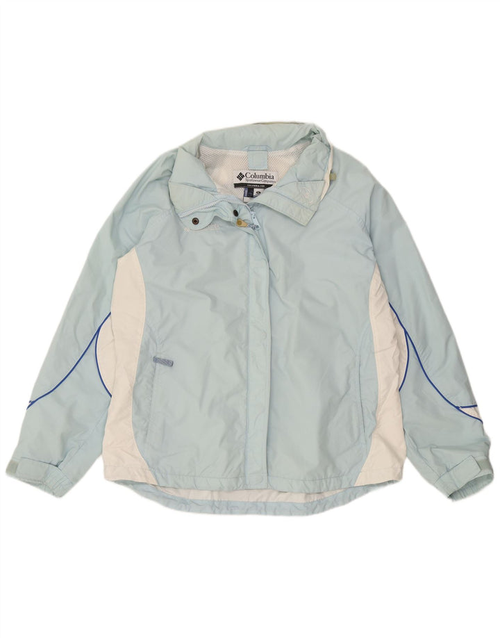 Jaqueta de chuva feminina Columbia UK 18 XL azul colorblock nylon