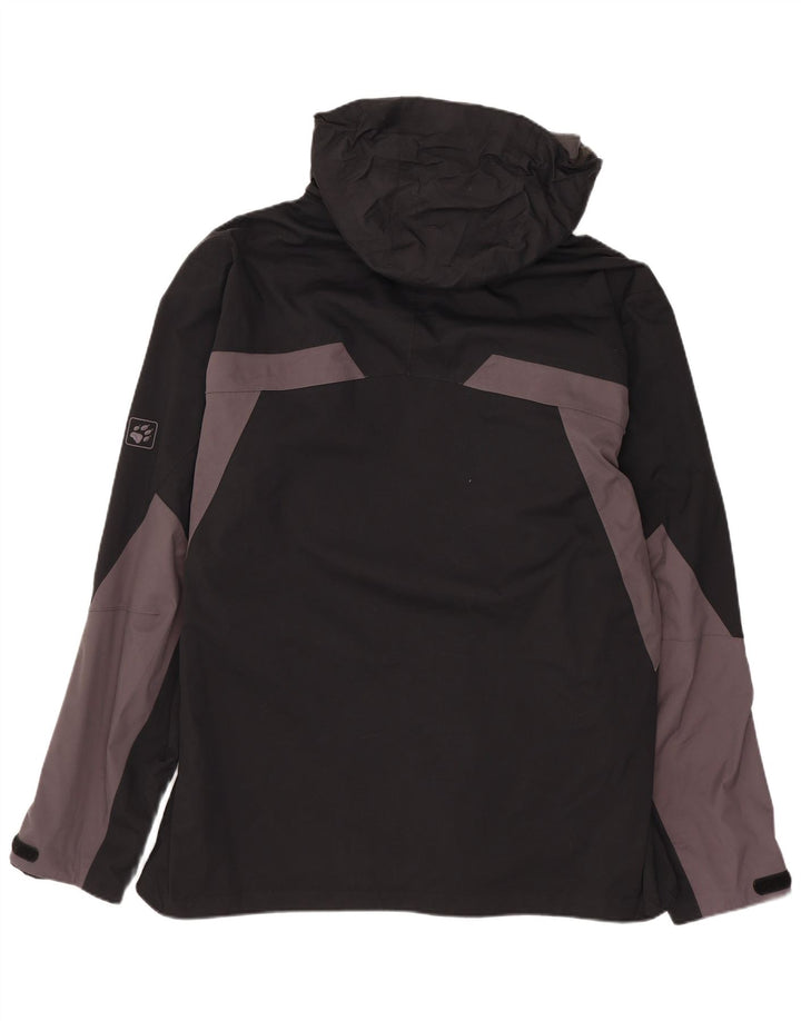 Jaqueta de chuva masculina JACK WOLFSKIN com capuz Reino Unido 36/38 bloco colorido preto médio