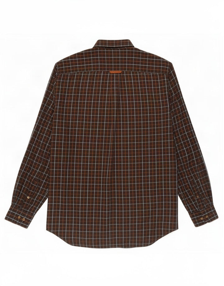 Camisa masculina de flanela Barbour grande algodão xadrez marrom