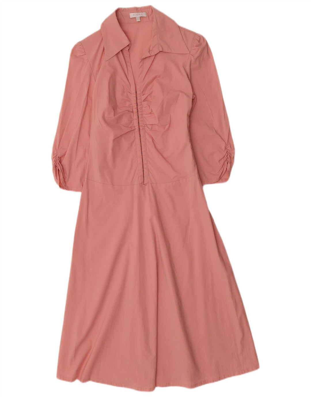 Vestido maxi feminino Kookai manga 3/4 Reino Unido 10 pequeno algodão rosa