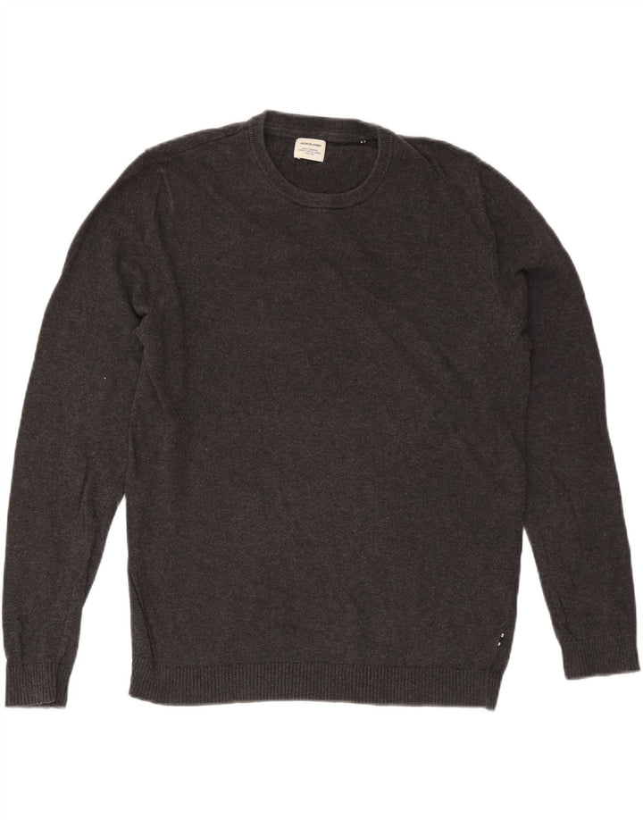 Suéter masculino Jack & Jones com gola redonda e algodão cinza médio