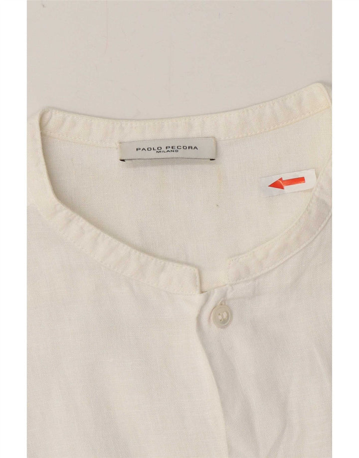 Camisa masculina Paolo Pecora tamanho 40 linho branco médio