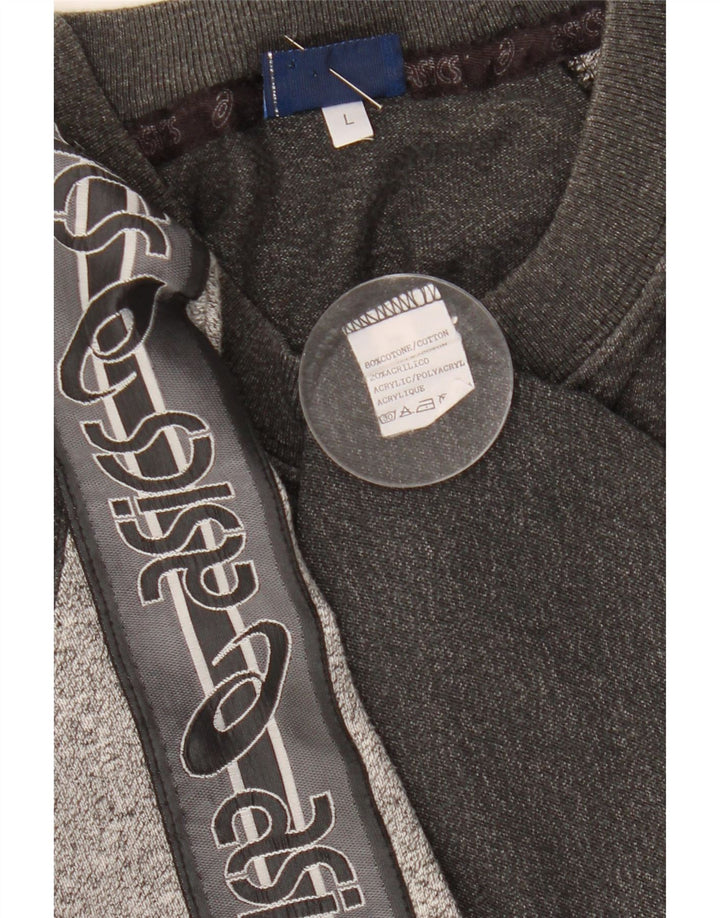 Camiseta gráfica masculina Asics Top grande algodão manchado cinza