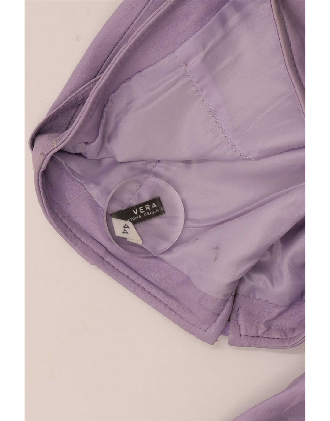 Calça feminina de couro vintage IT 44 médio W28 L32 couro roxo