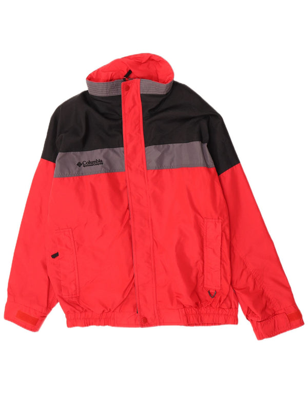 Jaqueta corta-vento Columbia masculina oversized UK 40 grande bloco colorido vermelho