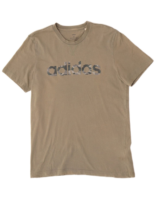 Adidas Mens Graphic T-Shirt Top Médio Algodão Cáqui