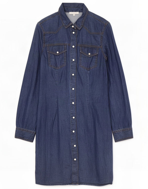 Warehouse Womens Denim Dress UK 8 Small Blue Cotton