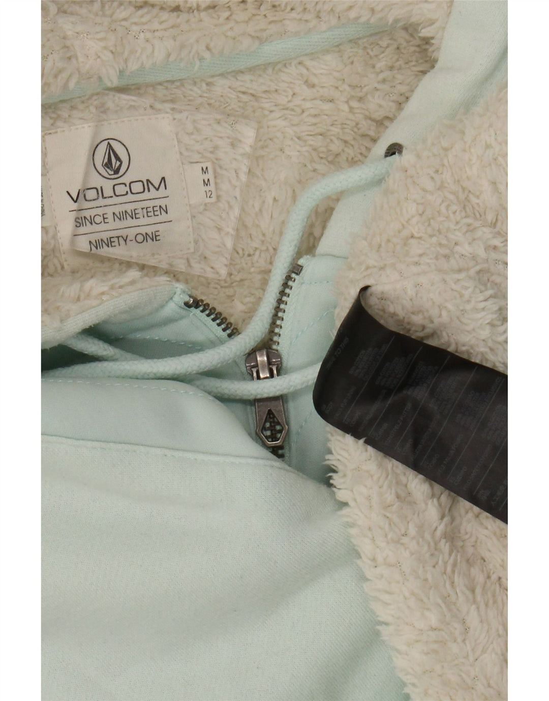 Jumper feminino com capuz e gola com zíper da VOLCOM Reino Unido 12 algodão verde médio