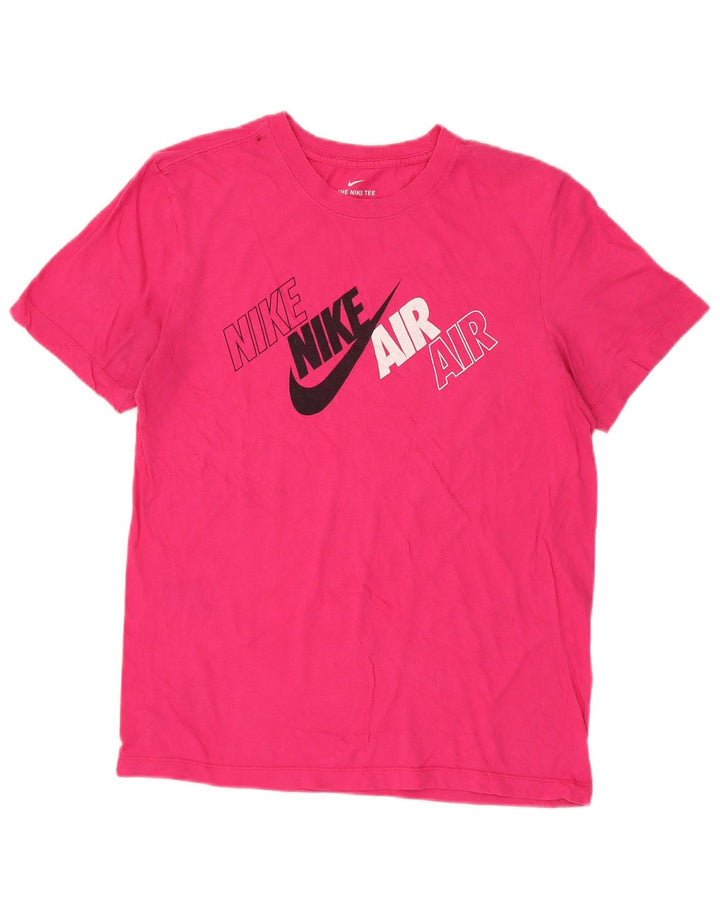 Camiseta Nike masculina gráfica top pequeno algodão rosa