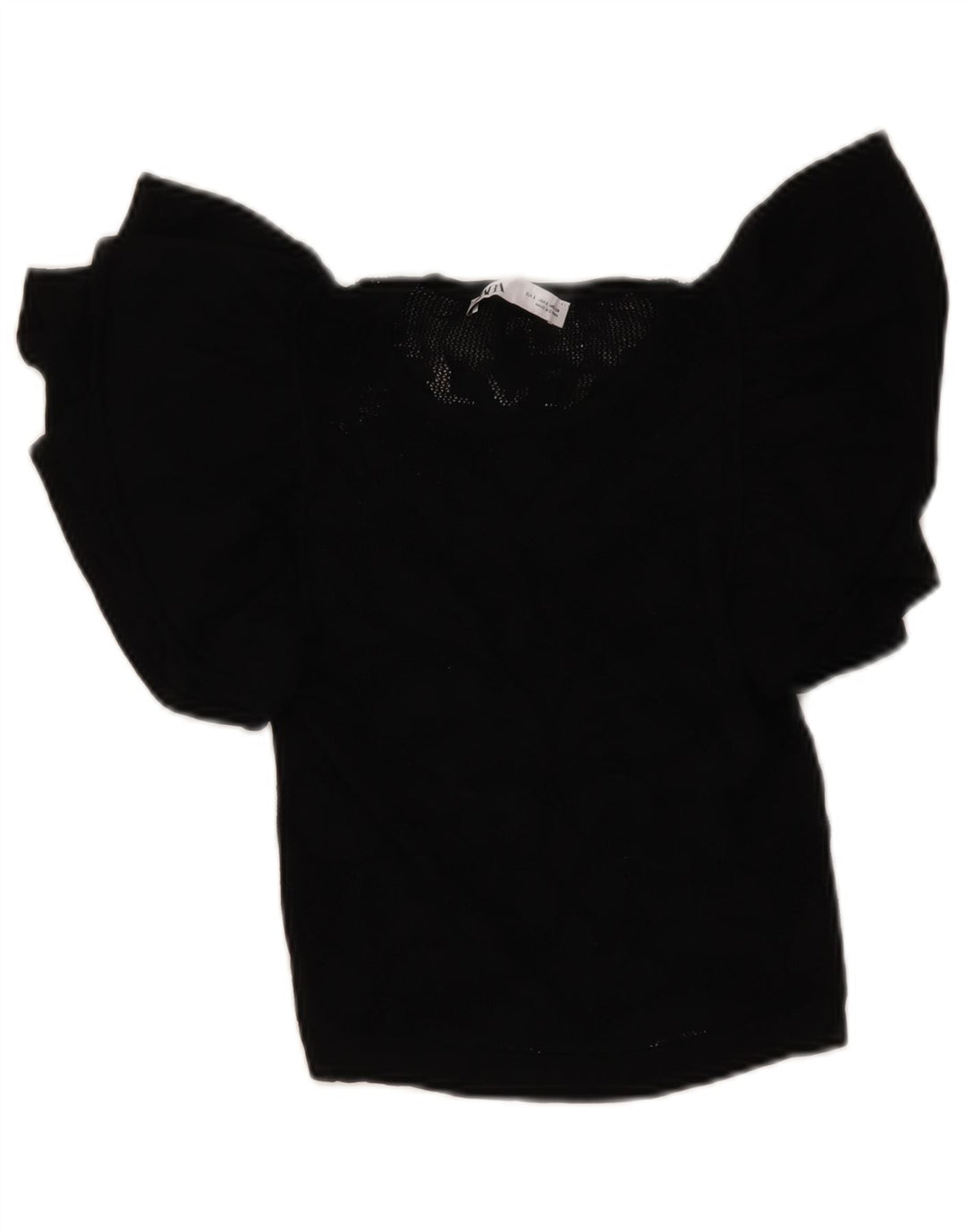 Blusa feminina Zara Crop Knit Top Reino Unido 8 Pequena Preto