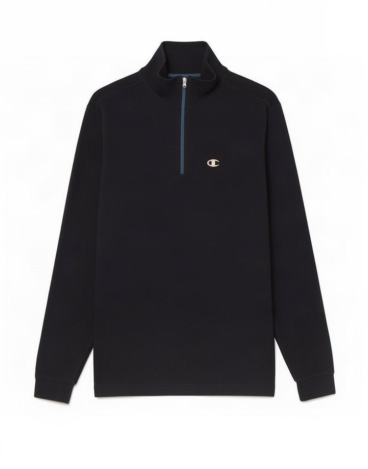 Jumper masculino Champion de lã com zíper e gola pequena azul marinho poliéster