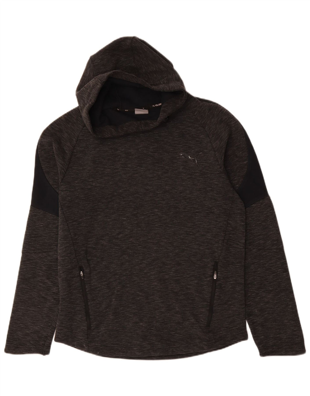 Puma Mens Hoodie Jumper Médio Cinza Algodão Flecked
