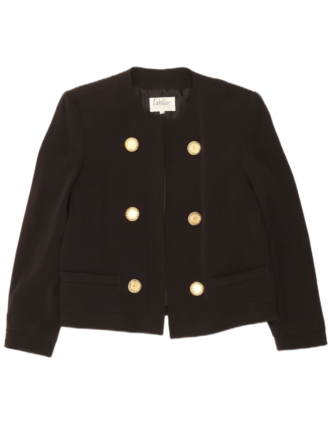 Jaqueta Blazer Aberta Feminina Vintage IT 44 Acetato Preto Médio