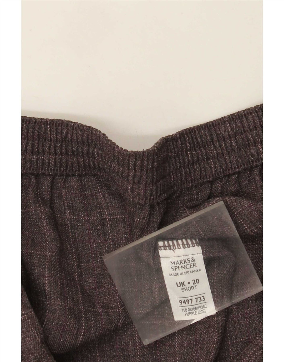 Calça feminina Marks & Spencer curta cônica W34 L26 xadrez roxo