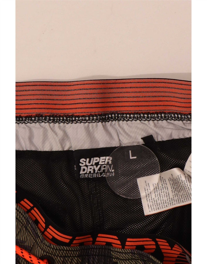 Superdry Shorts de natação masculino gráfico grande poliéster camuflado cáqui