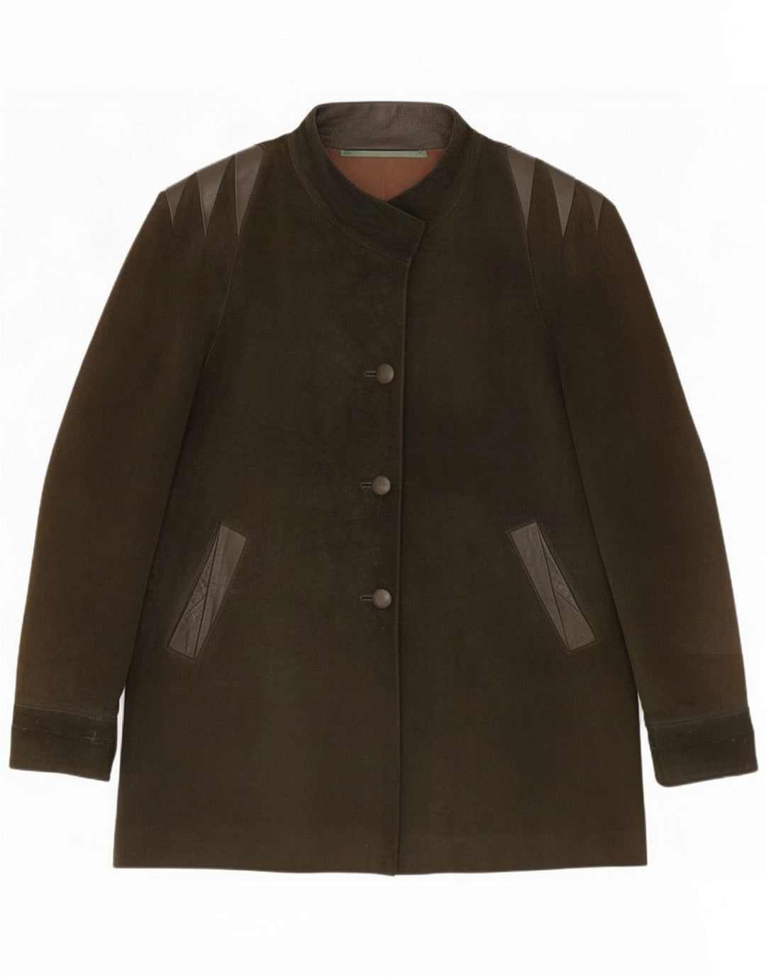 Sobretudo feminino de camurça vintage vintage UK 14 Médio cáqui
