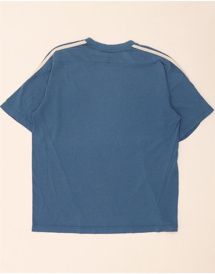 Adidas Mens Camiseta Top Pequeno Algodão Azul