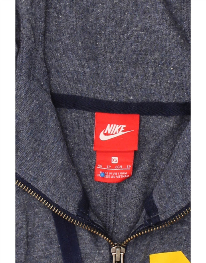 NIKE Womens Zip Hoodie Sweater UK 6 XS Grey Cotton Vintage Nike and Second-Hand Nike from Messina Hembry 